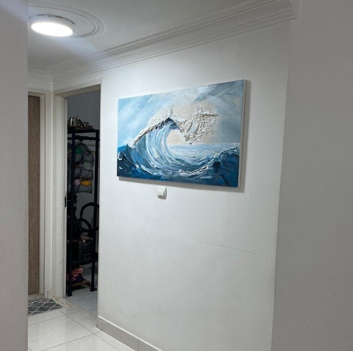 تابلو نقاشی طرح برجسته موج 60 در 120 کد 1047