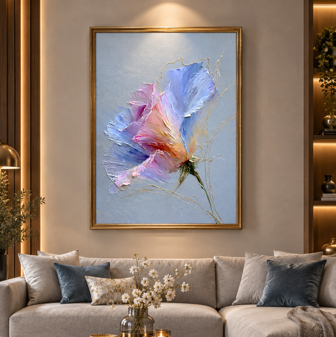 تابلو نقاشی طرح برجسته گل 80 در 120 کد 1023