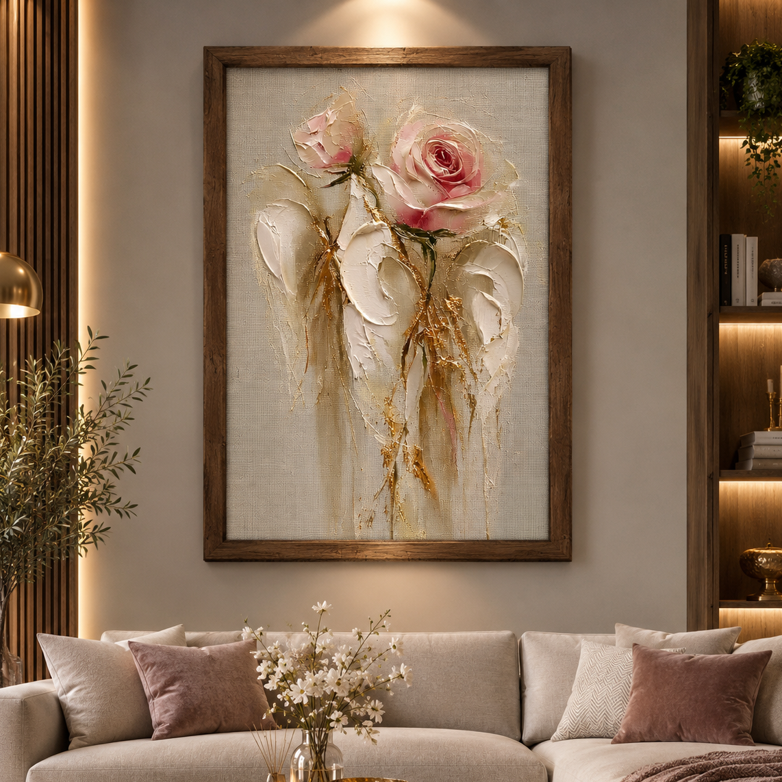 تابلو نقاشی طرح برجسته گل 80 در 120 کد 1027
