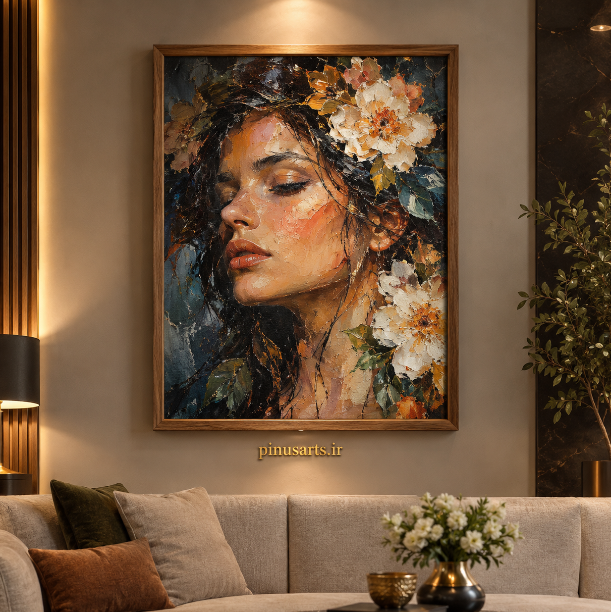 تابلو نقاشی رنگ روغن مدرن چهره 80 در 120 کد 1078